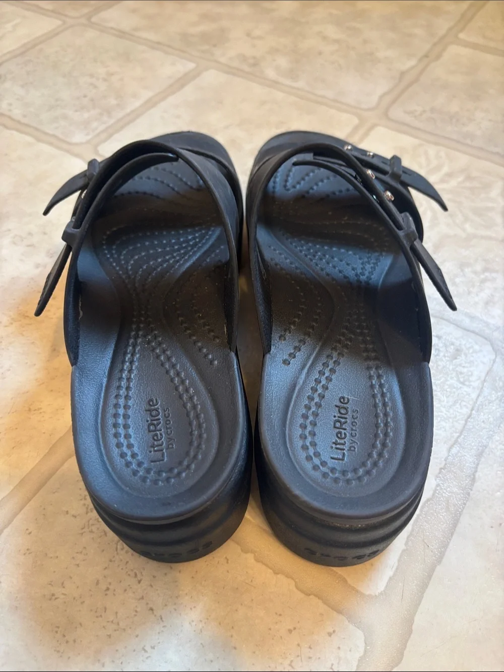 CROCS Brooklyn Buckle Black LiteRide Platform Sandals Women’s Size 5